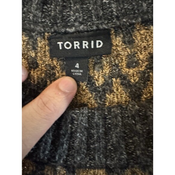 Torrid Vegan Cashmere Lurex Crew Neck Sweater Gray Gold Sz 4 4x Long Sleeve - Picture 4 of 5